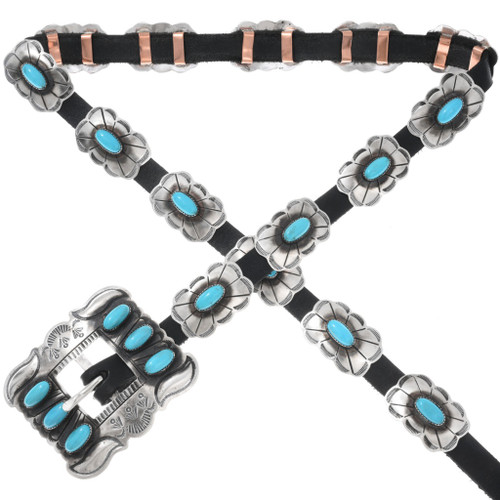 Black & Turquoise Concho Skinny Statement Belt Skinny Western Rhinestone Turquoise Concho Leather Belt | eBay main image 2