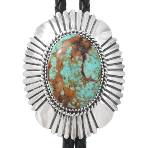 Navajo Number Eight Turquoise Silver Bolo Tie 42855