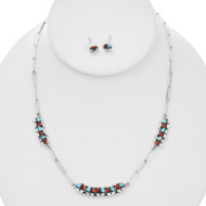 Small Inlaid Sunface Necklace Earrings Set 43750