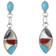 Inlaid Multi Stone Zuni Earrings 43861