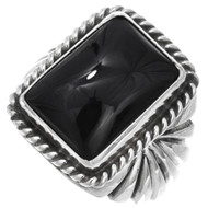 Navajo Sterling Silver Onyx Mens Ring 43905