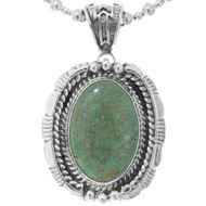 Green Turquoise Navajo Sterling Silver Pendant 44065