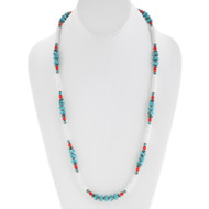 Navajo Shell Coral Turquoise Necklace 44335