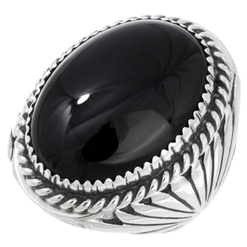 Navajo Black Onyx Silver Mens Ring Big Boy Sterling 44472