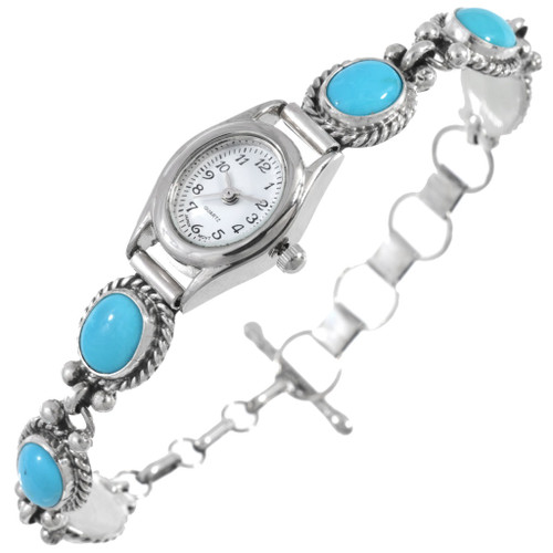 Silver Link Tennis Style Sleeping Beauty Turquoise Adjustable
