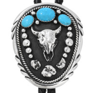 Sleeping Beauty Turquoise Buffalo Skull Bolo Tie 44747