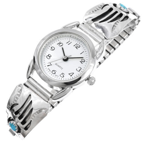 Vintage 1974 Timex Cavatina Hand Wind Sterling Silver Turquoise Bear Paw Watch Vintage timex turquoise & - Gem main image 3