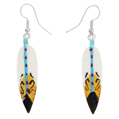 ミュージシャン FEATHER PIERCED EARRINGS Native American Style Hand Painted Feather Design Earrings 44996
