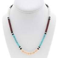 Navajo Shell Turquoise Heishi Choker Necklace 45034