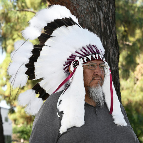 Native American Made Traditional Style Hand Beaded Feather Headdress 46188