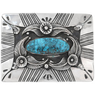 Vintage Navajo Sterling Silver Turquoise Belt Buckle 46364