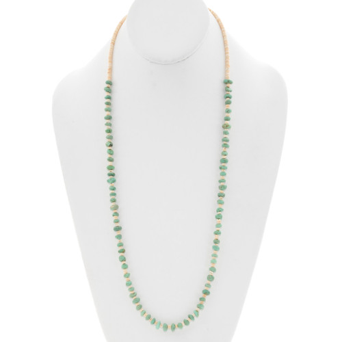 Navajo Sage Green Turquoise Hand Beaded Necklace 46642