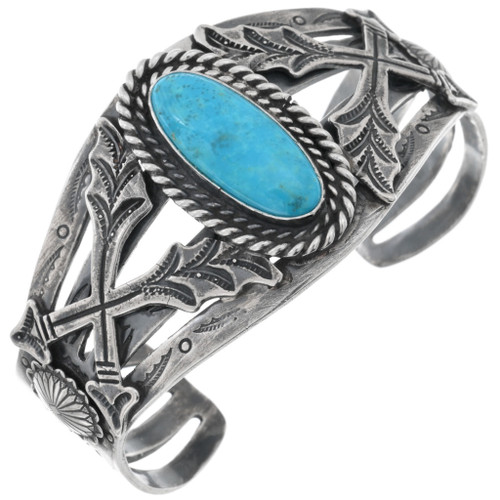 Southwest Elements Sterling Silver Kingman Turquoise Cowboy Hat Ring