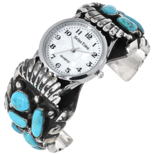 Vintage Navajo Kingman Turquoise Mens Sterling Silver Watch Cuff ...