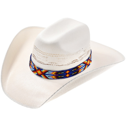 Pasionarte White Straw Cowboy Hat with Rainbow Chakra Bead Band NWT Cowboy Hat White Straw for Women for sale | eBay main image 2