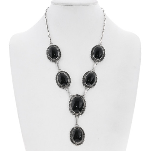 Vintageナバホ Navajo シルバー925 ブラックオニキス ペンダント Vintage Navajo Six Stone Black Onyx Silver Y Necklace
