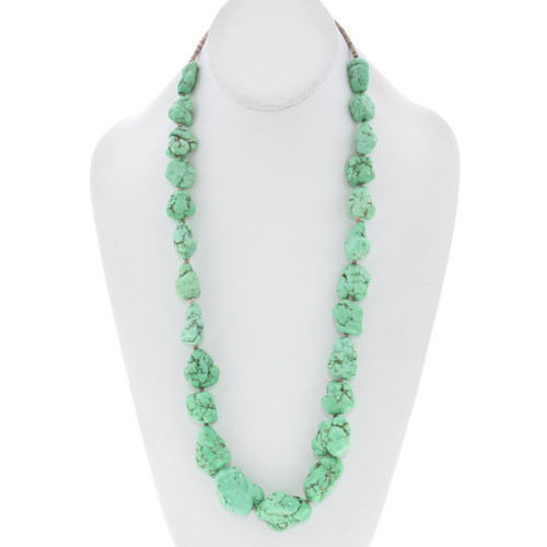 Native American Santo Domingo Style Green Turquoise Nugget Beaded