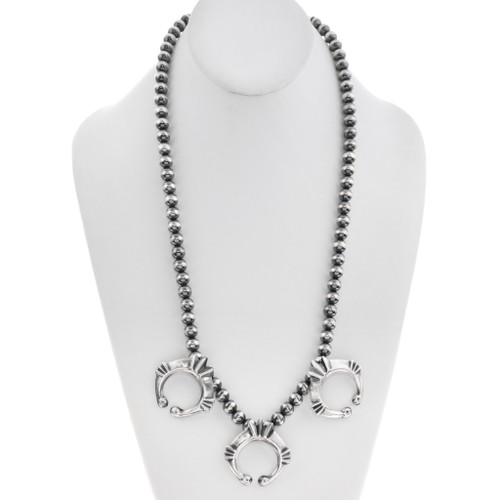 Navajo Sterling Naja Necklace Silver Bench Bead 48489