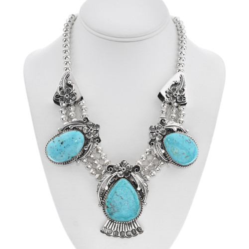 Genuine Turquoise Sterling Silver Necklace Ralph Lauren Inspired