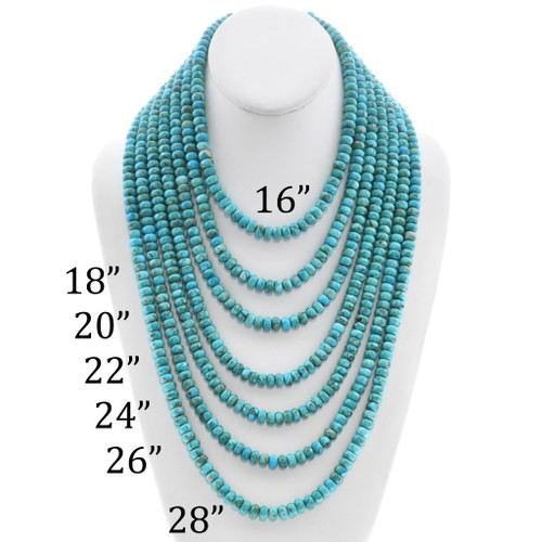 Hand-Knotted Long Turquoise Rondelle Bead Necklace - NL-TQ1 main image 1