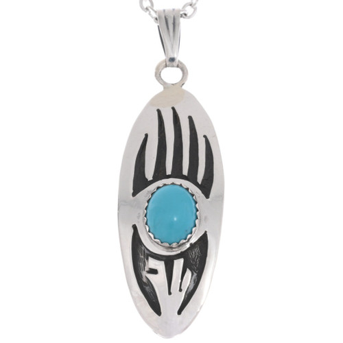 Overlay Turquoise Navajo Bear Paw Design Pendant Sterling Silver by ...