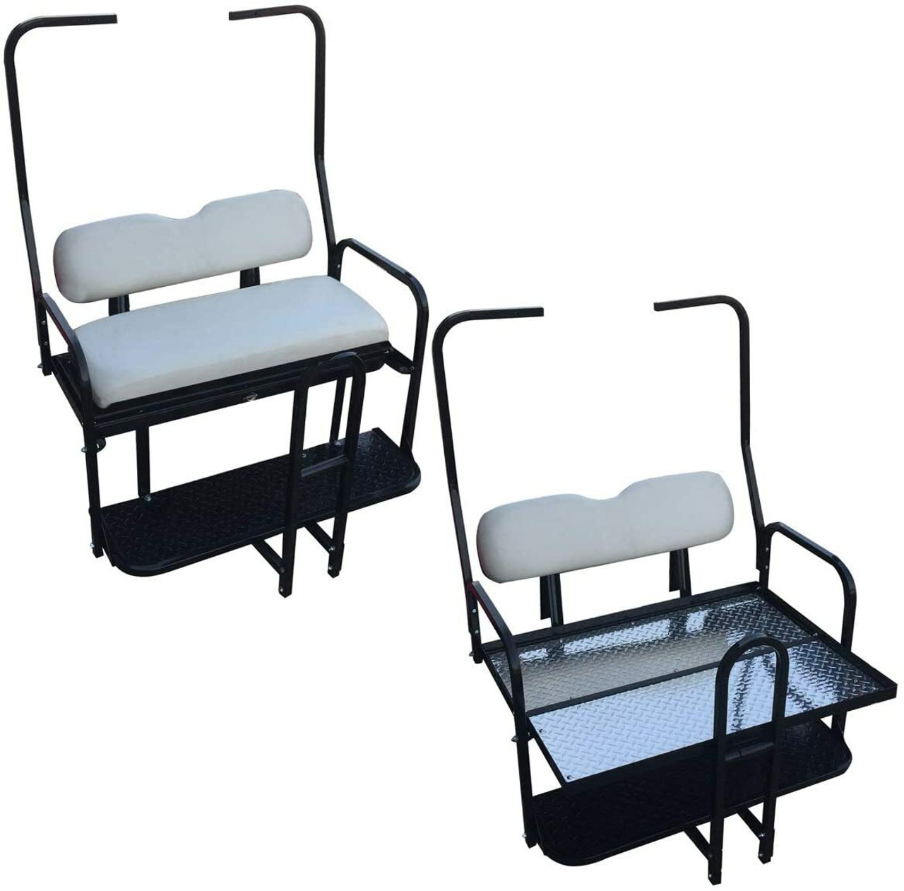 For 1982-2000 Club Car DS Golf Cart Flip Folding Rear Back Seat Kit w/ Grab  Bar