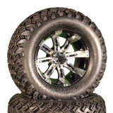 12" Tempest Black and Machined Golf Cart GTW Wheels with 23" Lifted Tire Package