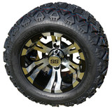 Vampire 10" Machined & Black Golf Cart Wheels with 18" All Terrain Tires