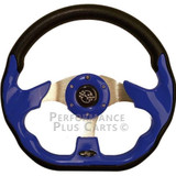 Club Car Precedent 12.5" Blue Golf Cart Steering Wheel with Chrome Adapter Hub