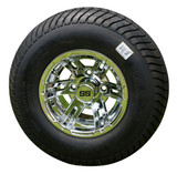 10" Bulldog Chrome Wheels and 205/65-10 DOT Golf Cart Tires - Set of 4