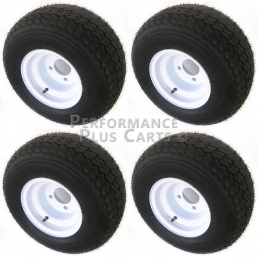 Standard Golf Cart Tires and Wheels -18X8.5-8 Tire on White Wheel - Set of 4