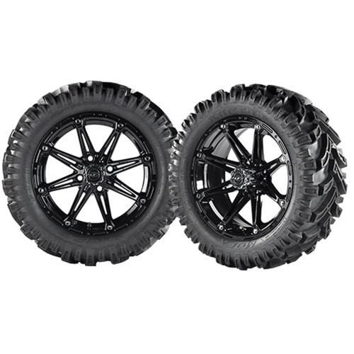 Element 14" Black Gloss Golf Cart Wheels with 23" Mud Tires - Set of 4