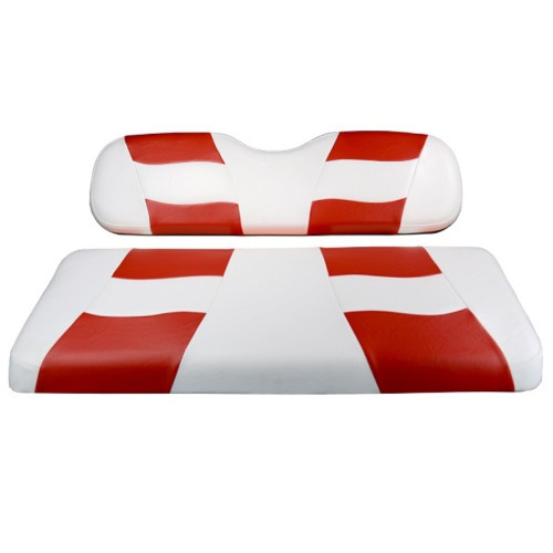 Club Car Precedent Golf Cart Front Seat Cover, Riptide White and Red