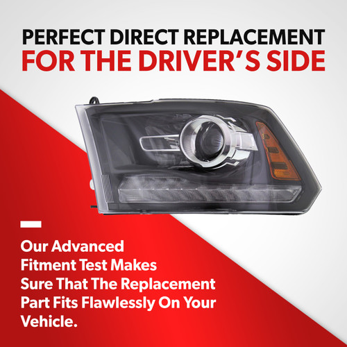 For 13-18 Ram 3500 19-22 1500 Classic Black Bezel Headlight Lamp Driver Side (driver_side)
