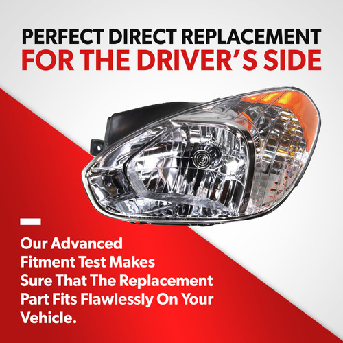 For 2006-2011 Hyundai Accent Hatchback Headlight Lamp Replacement Driver Side