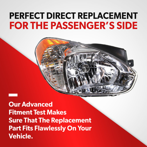 For 2006-2011 Hyundai Accent Hatchback Headlight Lamp Replacement Passenger Side