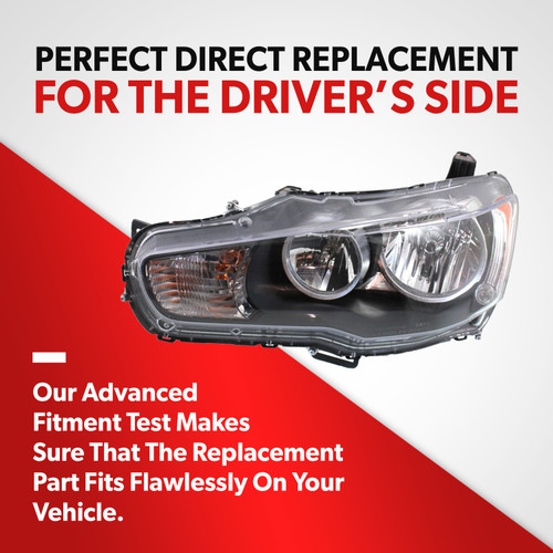 For 08-14 Mitsubishi Lancer Sedan Hatchback Headlight Replacement Driver Side