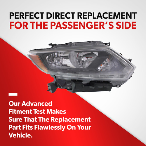 For 2014 2015 16 Nissan Rogue S SL SV Headlight Assembly Halogen Passenger Side (passenger_side / replacement)