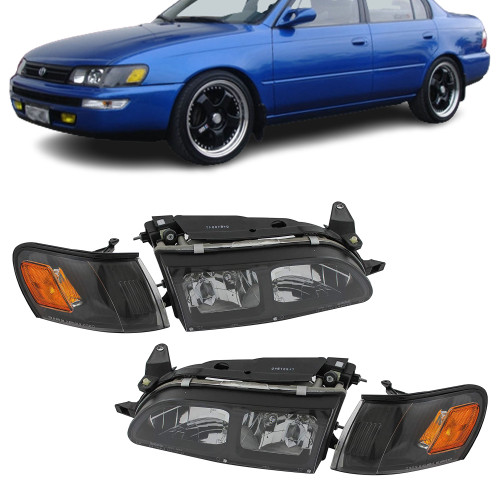 For 93-97 Toyota Corolla Headlight Corner Light Assembly Diamond Style Pair Set