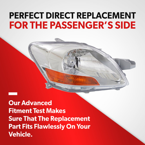 For 2007-2011 Toyota Yaris Sedan Hatchback Headlight Clear Front Passenger Side (passenger_side / replacement)