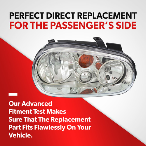 For 2002-2005 Volkswagen Golf Hatchback Headlight Headlamp with Bulb Passenger
