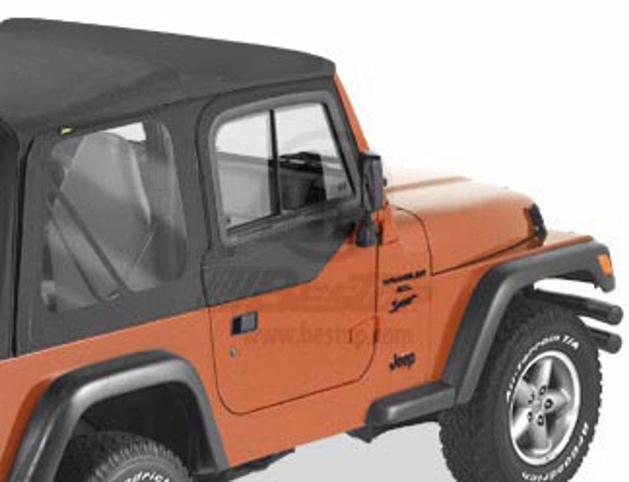 Upper Door Sliders Black Denim Jeep 97-06 Wrangler; Dual-sliding window;  Fit factory soft top and all Bestop soft tops