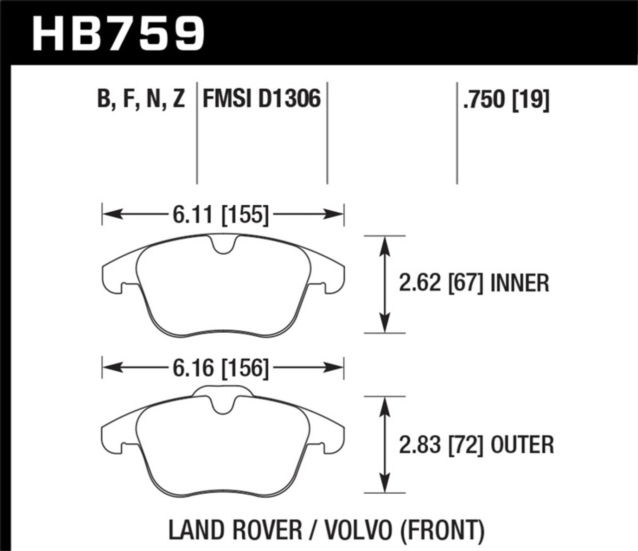 Hawk 1116 Volvo S60 / 0716 Volvo S80 (w/ 300mm Rotors