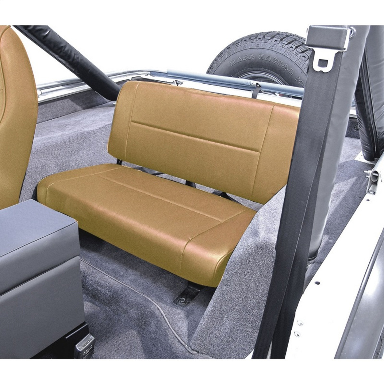 Rugged Ridge Fixed Rear Seat Tan 55-95 Jeep CJ / Jeep Wrangler - Down East  Offroad