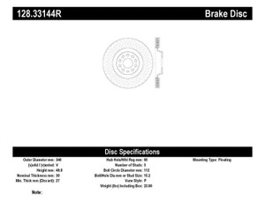 StopTech Drilled Sport Brake Rotor 128.33144R