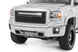 Mesh Grille | 30" Dual Row LED | Black | Amber DRL | GMC Sierra 1500 (14-15) Mesh Grille | 30" Dual Row LED | Black | Amber DRL | GMC Sierra 1500 (14-15)