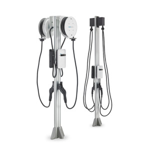 EvoCharge iEVSE Plus Dual Port Pedestals with Retractors