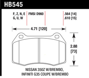 Hawk 04-09 Infiniti G35 3.5L Base Brembo Brakes OE Incl.Pin Clips Shims Front ER-1 Brake Pads