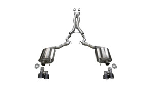 Corsa 18-20 Ford Mustang GT Convertible w/o Active Valves Sport Cat-Back w/ Black PVD 4in Tips