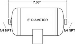 Firestone Air Tank 0.5 Gallon 6in. x 7.63in. (2) 1/4in. NPT Ports 150 PSI Max - Black (WR17609124)